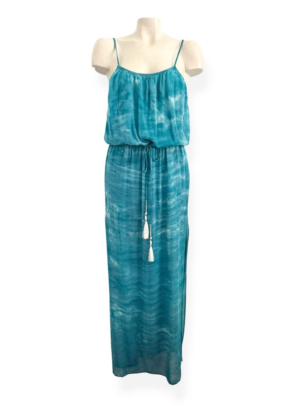 YOUNG FABULOUS & BROKE GREEN BLUE FLOWY SUMMER RESORT-WEAR MAXI DRESS SZ S - Picture 2 of 8